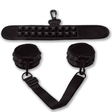 PicoBong Resist No Evil Cuffs, черный - Мягкие наручники на липучках - купить в секс шопе PicoBong Resist No Evil Cuffs, черный - Мягкие наручники на липучках - купить в секс шопе