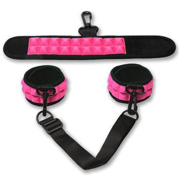PicoBong Resist No Evil Cuffs, черно-розовый - Мягкие наручники на липучках - купить в секс шопе PicoBong Resist No Evil Cuffs, черно-розовый - Мягкие наручники на липучках - купить в секс шопе