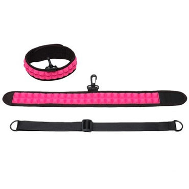 PicoBong Speak No Evil Choker, черно-розовый, Ошейник с поводком-петлей и карабином PicoBong Speak No Evil Choker, черно-розовый, Ошейник с поводком-петлей и карабином