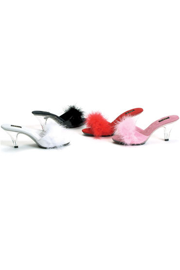 Ellie Shoes Sasha, белый, Босоножки с пушком, каблук 7,6 см Ellie Shoes Sasha, белый, Босоножки с пушком, каблук 7,6 см