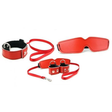 Sex & Mischief Bondage Kit, красный, Маска, наручники и ошейник Sex & Mischief Bondage Kit, красный, Маска, наручники и ошейник