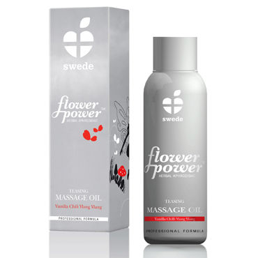 Swede Flower Power Teasing, 50мл, Масло для массажа с эфирными маслами ванили, чили и иланг-иланга Swede Flower Power Teasing, 50мл, Масло для массажа с эфирными маслами ванили, чили и иланг-иланга