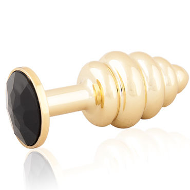 LoveToys Butt Plug Gold, черный, Анальная пробка с кристаллом LoveToys Butt Plug Gold, черный, Анальная пробка с кристаллом