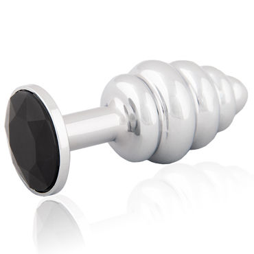 LoveToys Butt Plug Silver, черный, Анальная пробка с кристаллом LoveToys Butt Plug Silver, черный, Анальная пробка с кристаллом