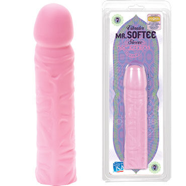Doc Johnson Mr. Softtee Vibrator Sleeve, розовая, Реалистичная насадка для вибратора Doc Johnson Mr. Softtee Vibrator Sleeve, розовая, Реалистичная насадка для вибратора