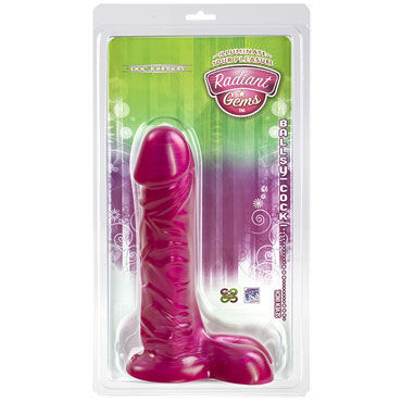 Doc Johnson Radiant Gems Ballsy Cock, темно-розовый - Реалистичный фаллоимитатор - купить в секс шопе Doc Johnson Radiant Gems Ballsy Cock, темно-розовый - Реалистичный фаллоимитатор - купить в секс шопе