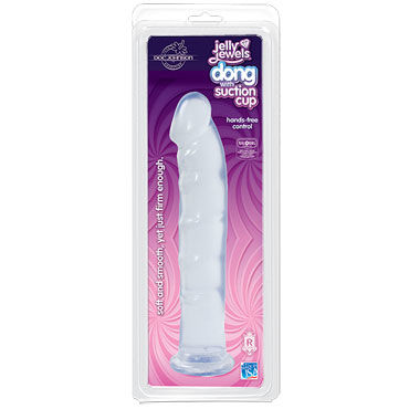 Doc Johnson Jelly Jewels Dong With Suction Cup, прозрачный - Реалистичный фаллоимитатор - купить в секс шопе Doc Johnson Jelly Jewels Dong With Suction Cup, прозрачный - Реалистичный фаллоимитатор - купить в секс шопе