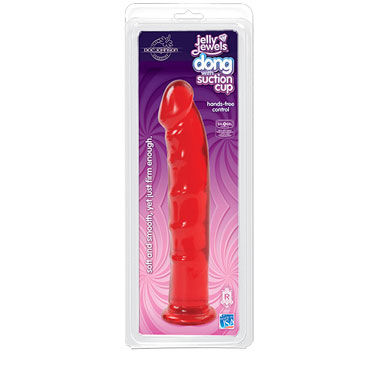 Doc Johnson Jelly Jewels Dong With Suction Cup, красный - Реалистичный фаллоимитатор - купить в секс шопе Doc Johnson Jelly Jewels Dong With Suction Cup, красный - Реалистичный фаллоимитатор - купить в секс шопе