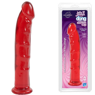 Doc Johnson Jelly Jewels Dong With Suction Cup, красный, Реалистичный фаллоимитатор Doc Johnson Jelly Jewels Dong With Suction Cup, красный, Реалистичный фаллоимитатор