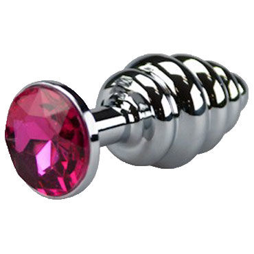 LoveToys Butt Plug Silver, розовый, Большая анальная пробка, украшена кристаллом LoveToys Butt Plug Silver, розовый, Большая анальная пробка, украшена кристаллом