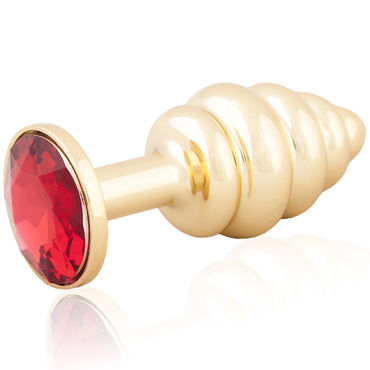 LoveToys Butt Plug Gold, красный, Большая анальная пробка, украшена кристаллом LoveToys Butt Plug Gold, красный, Большая анальная пробка, украшена кристаллом