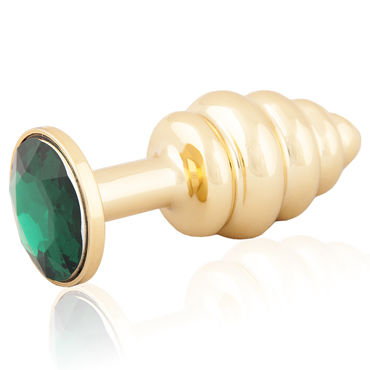 LoveToys Butt Plug Gold, зеленый, Анальная пробка, украшена кристаллом LoveToys Butt Plug Gold, зеленый, Анальная пробка, украшена кристаллом