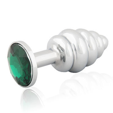 LoveToys Butt Plug Silver, зеленый, Анальная пробка, украшена кристаллом LoveToys Butt Plug Silver, зеленый, Анальная пробка, украшена кристаллом