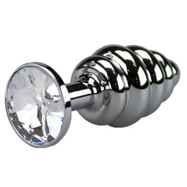 LoveToys Butt Plug Silver, прозрачный, Анальная пробка, украшена кристаллом LoveToys Butt Plug Silver, прозрачный, Анальная пробка, украшена кристаллом