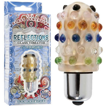 Doc Johnson Reflections Lil Pleasure, золотой, Уникальная вибропуля из стекла Doc Johnson Reflections Lil Pleasure, золотой, Уникальная вибропуля из стекла