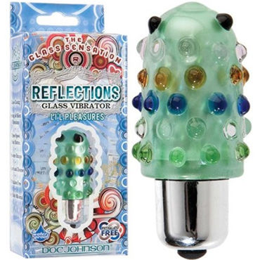 Doc Johnson Reflections Lil Pleasure, зеленый, Уникальная вибропуля из стекла Doc Johnson Reflections Lil Pleasure, зеленый, Уникальная вибропуля из стекла