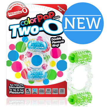 Screaming O Color Pop Two O, зеленый, Кольцо с двумя виброэлементами Screaming O Color Pop Two O, зеленый, Кольцо с двумя виброэлементами