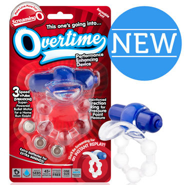 Screaming O Overtime, красный, Виброкольцо с клиторальным стимулятором Screaming O Overtime, красный, Виброкольцо с клиторальным стимулятором