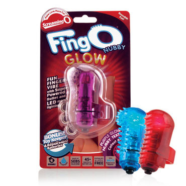 Screaming Fingo Glow, красная, Вибронасадка светящаяся в темноте Screaming Fingo Glow, красная, Вибронасадка светящаяся в темноте