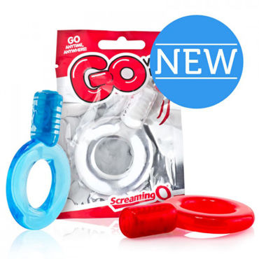 Screaming Go, голубое, Эрекционное кольцо с вибрацией Screaming Go, голубое, Эрекционное кольцо с вибрацией