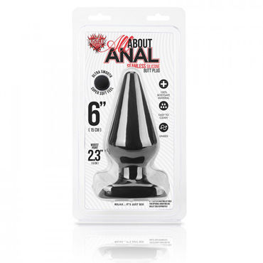 Hustler All About Anal Butt Plug, черный, 13 см - Анальный плаг из ультра бархатистого силикона с отверстием - купить в секс шопе Hustler All About Anal Butt Plug, черный, 13 см - Анальный плаг из ультра бархатистого силикона с отверстием - купить в секс шопе