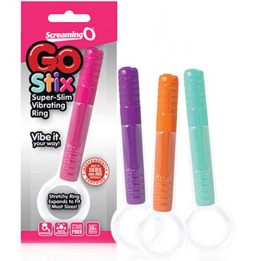 Screaming O GO Stix, мандариновый, Кольцо на пенис с супердлинным стимулятором Screaming O GO Stix, мандариновый, Кольцо на пенис с супердлинным стимулятором