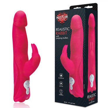 Hustler Realistic Rabbit вибратор, розовый, С реалистичной головкой Hustler Realistic Rabbit вибратор, розовый, С реалистичной головкой