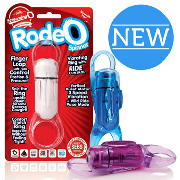 Screaming O RodeO Spinner, прозрачное, Эластичное вибро-кольцо на пенис Screaming O RodeO Spinner, прозрачное, Эластичное вибро-кольцо на пенис