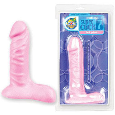 Doc Johnson Super Cock 18 см, розовый, Фаллоимитатор с мошонкой Doc Johnson Super Cock 18 см, розовый, Фаллоимитатор с мошонкой