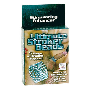 California Exotic Ultimate Stroker Beads, серебристый - Кольцо из пяти рядов шариков - купить в секс шопе California Exotic Ultimate Stroker Beads, серебристый - Кольцо из пяти рядов шариков - купить в секс шопе