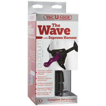 Doc Johnson The Wave with Supreme Harness, фиолетовый - Страпон с поясом - купить в секс шопе Doc Johnson The Wave with Supreme Harness, фиолетовый - Страпон с поясом - купить в секс шопе