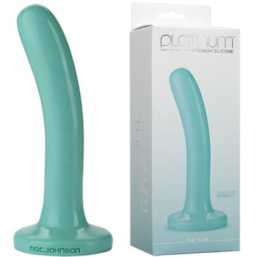 Doc Johnson Platinum Premium Silicone The Slim, голубой, Фаллоимитатор небольшого диаметра Doc Johnson Platinum Premium Silicone The Slim, голубой, Фаллоимитатор небольшого диаметра
