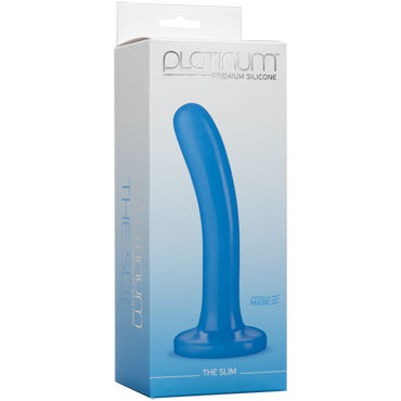 Doc Johnson Platinum Premium Silicone The Slim, синий - Фаллоимитатор небольшого диаметра - купить в секс шопе Doc Johnson Platinum Premium Silicone The Slim, синий - Фаллоимитатор небольшого диаметра - купить в секс шопе