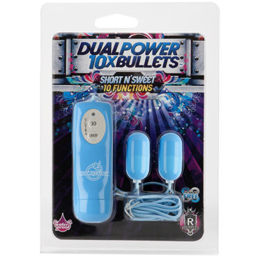 Doc Johnson Short n Sweet Dual Power Bullets, голубой - Два виброяйца с пультом управления - купить в секс шопе Doc Johnson Short n Sweet Dual Power Bullets, голубой - Два виброяйца с пультом управления - купить в секс шопе