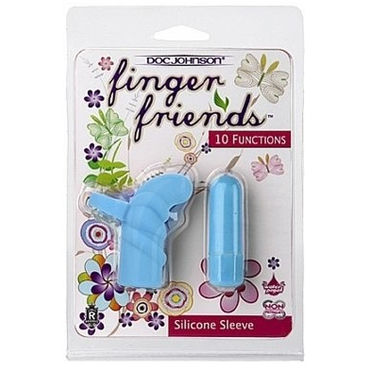 Doc Johnson Finger Friends Roly Ripples, голубая - Вибронасадка на палец - купить в секс шопе Doc Johnson Finger Friends Roly Ripples, голубая - Вибронасадка на палец - купить в секс шопе