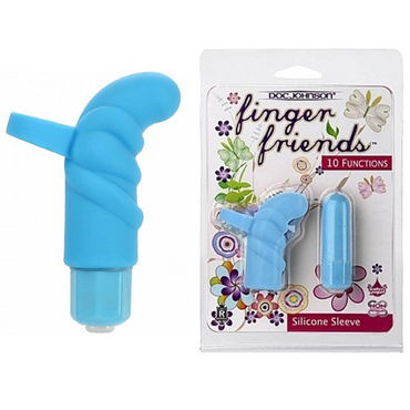 Doc Johnson Finger Friends Roly Ripples, голубая, Вибронасадка на палец Doc Johnson Finger Friends Roly Ripples, голубая, Вибронасадка на палец