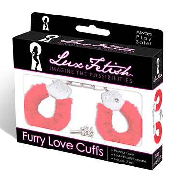 Lux Fetish Cuffs, красный, Наручники с мехом Lux Fetish Cuffs, красный, Наручники с мехом
