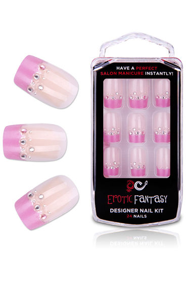 Erotic Fantasy Pink French, Типсы со стразами Erotic Fantasy Pink French, Типсы со стразами