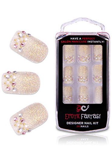 Erotic Fantasy Mistery Gold, Акриловые типсы со стразами Erotic Fantasy Mistery Gold, Акриловые типсы со стразами