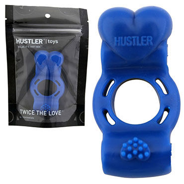 Hustler Twise The Love, синий, Кольцо на пенис с дабл-вибрацией Hustler Twise The Love, синий, Кольцо на пенис с дабл-вибрацией
