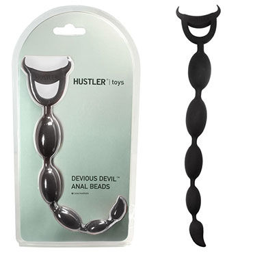 Hustler Devious Devil, черный, Анальная цепочка из силикона Hustler Devious Devil, черный, Анальная цепочка из силикона