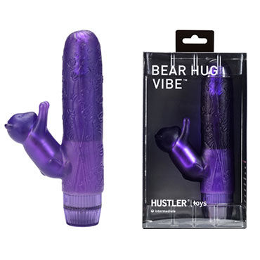 Hustler Bear Hug Vibe, фиолетовый, Вибратор с мишкой-стимулятором клитора Hustler Bear Hug Vibe, фиолетовый, Вибратор с мишкой-стимулятором клитора