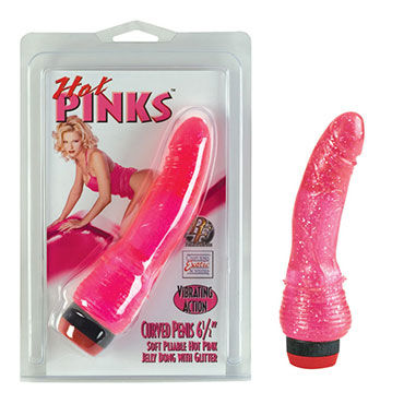 California Exotic Hot Pinks, 15 см, Розовый вибратор с блестками California Exotic Hot Pinks, 15 см, Розовый вибратор с блестками
