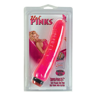 California Exotic Curved Hot Pinks - Розовый вибратор с блестками - купить в секс шопе California Exotic Curved Hot Pinks - Розовый вибратор с блестками - купить в секс шопе