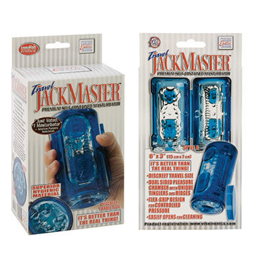 California Exotic Jack Master, синий - Мастурбатор в пластиковой колбе - купить в секс шопе California Exotic Jack Master, синий - Мастурбатор в пластиковой колбе - купить в секс шопе