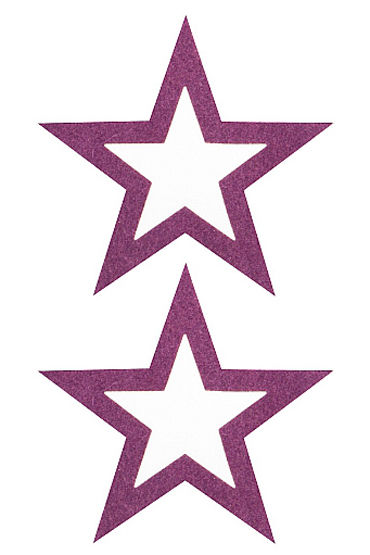 Shots Toys Nipple Sticker Open Stars, фиолетовый, Пэстисы в форме звездочек, с отверстиями для сосков Shots Toys Nipple Sticker Open Stars, фиолетовый, Пэстисы в форме звездочек, с отверстиями для сосков