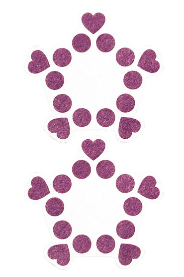 Shots Toys Nipple Sticker Open Circle and Hearts, фиолетовые, Пэстисы, сердечки и кружочки, не закрывают соски Shots Toys Nipple Sticker Open Circle and Hearts, фиолетовые, Пэстисы, сердечки и кружочки, не закрывают соски