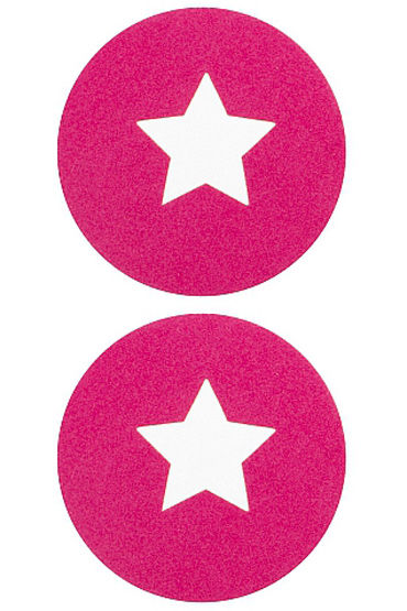 Shots Toys Nipple Sticker Round Open Stars, розовые, Пэстисы в форме кругов, с отверстиями в форме звездочек Shots Toys Nipple Sticker Round Open Stars, розовые, Пэстисы в форме кругов, с отверстиями в форме звездочек