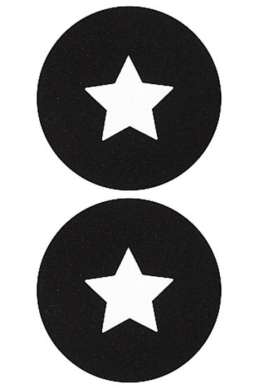 Shots Toys Nipple Sticker Round Open Stars, черные, Пэстисы в форме кругов, с отверстиями в форме звездочек Shots Toys Nipple Sticker Round Open Stars, черные, Пэстисы в форме кругов, с отверстиями в форме звездочек