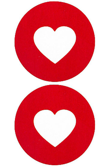 Shots Toys Nipple Sticker Round Open Hearts, красные, Пэстисы в форме кругов, с отверстиями в форме сердечек Shots Toys Nipple Sticker Round Open Hearts, красные, Пэстисы в форме кругов, с отверстиями в форме сердечек